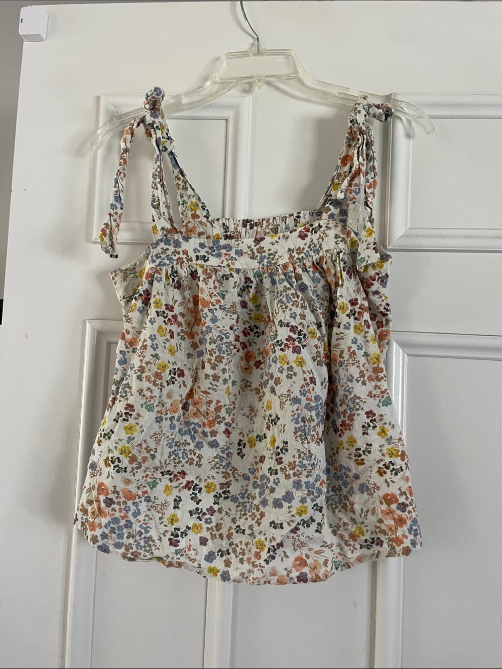 Women's Floral Tie-Shoulder Tank Top - White Multi